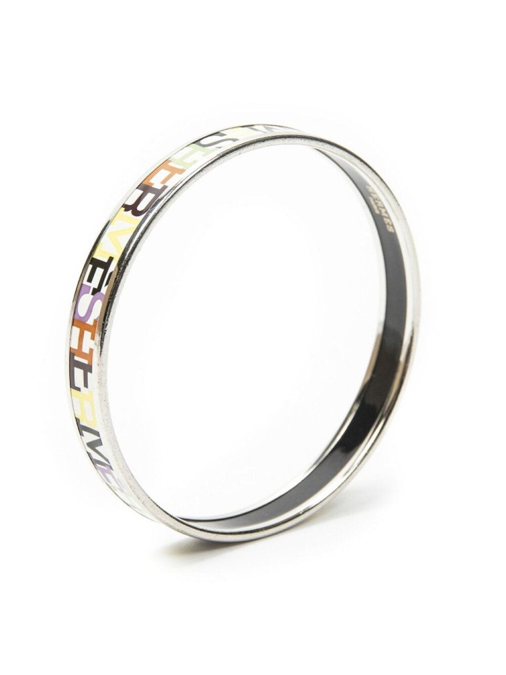 Hermes Enamel Bangle Multicolor Alphabet Motif Bracelet